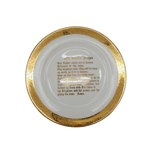 VTG Lord's Prayer printed in Gothic letters, 22K Gold Plated Maker Mark on Back - Picture 5 of 7